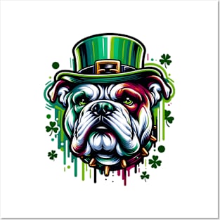 American Bulldog Celebrates Saint Patrick's Day Posters and Art